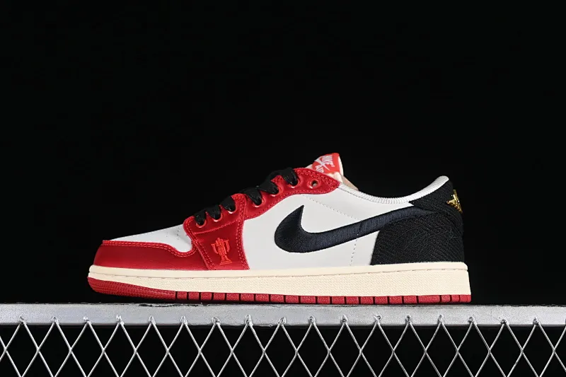 All categories Air Jordan Jordan series basketball shoes Air Jordan 1 Low Z version Trophy Room x Jordan 1 Low OG "Away" AJ1 Joe 1 black and red low-top cultural casual sneakers FN0432-100